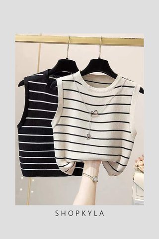 PREORDER -MIO STRIPED SLEELEVESS TOP