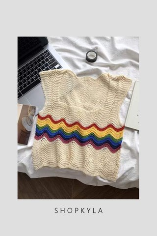 PREORDER- NELLY RAINBOW KNIT CROCHET TOP