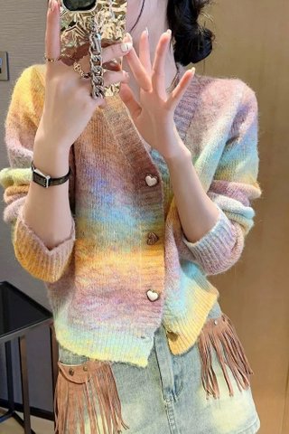 PREORDER - ROLAND RAINBOW LONG KNIT CARDIGAN