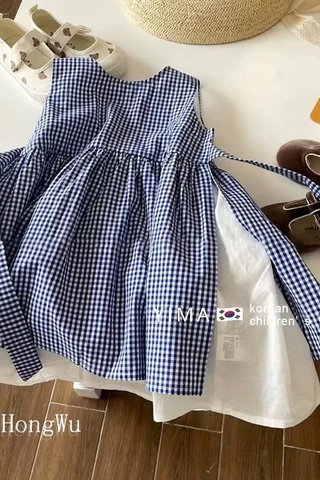 PREORDER - KIDS CHECKERED DRESS BLUE