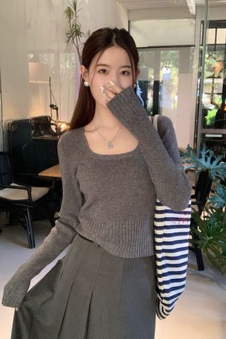 PREORDER - Square Neck Knit Top Long Sleeve