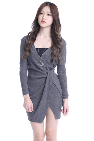 SG IN STOCK - CARSON KNOT DRESS IN GREY