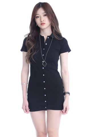 IN STOCK  - POLO COLLAR BUTTON DOWN DRESS IN GREEN