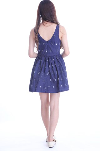 IN STOCK- MURRAY PRINTED DRESS IN NAVY