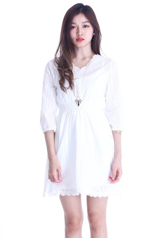 SG IN STOCK - ELAINA CROCHET DRESS IN WHITE