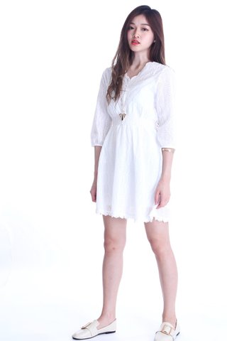 SG IN STOCK - ELAINA CROCHET DRESS IN WHITE