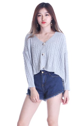 BACKORDER- KNIT CARDIGAN IN GREY COLOUR