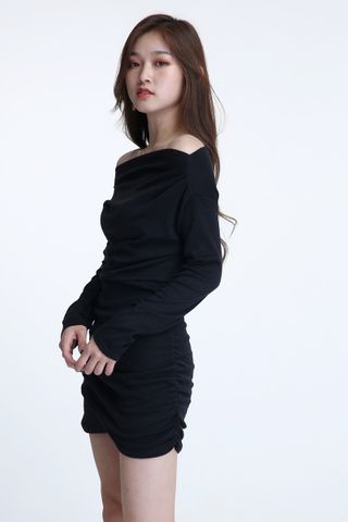 MSIA READY STOCK - HENA RUCHED DRESS IN BLACK