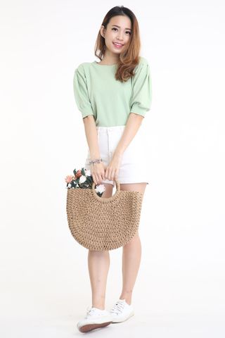 SG IN STOCK - RATTAN STRAW BAG IN BROWN