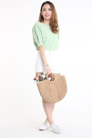 SG IN STOCK - RATTAN STRAW BAG IN BROWN