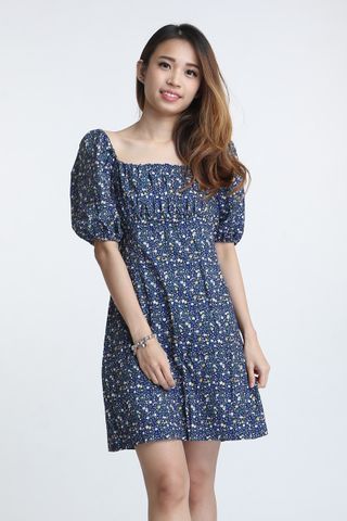 SG IN STOCK - PACEY FLORAL DRESS IN BLUE