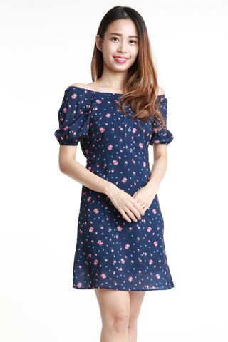 IN STOCK  - HANNA FLORAL DRESS IN NAVY