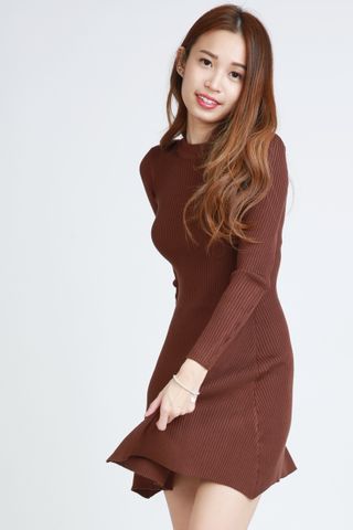 BACKORDER - GROVER KNIT DRESS IN BROWN