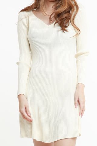 READY STOCK - VERON KNIT DRESS IN NUDE BEIGH