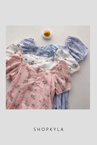 PREORDER  -BUNNY FLORAL DRESS IN BLUE /PINK/WHITE