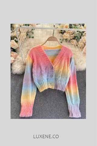 SG IN STOCK - L0233 STEPHANIE RAINBOW CARDIGAN 