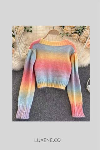 SG IN STOCK - L0233 STEPHANIE RAINBOW CARDIGAN 