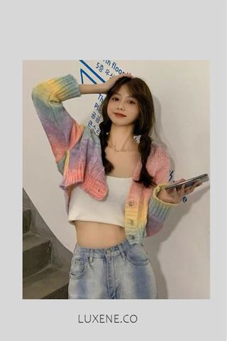 SG IN STOCK - L0233 STEPHANIE RAINBOW CARDIGAN 