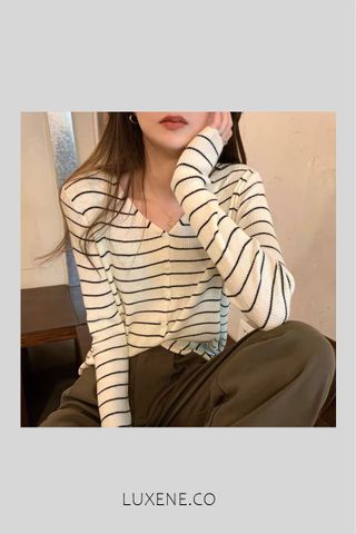 PREORDER -L0659 STRIPED LONG SLEEVE BUTTON CARDIGAN