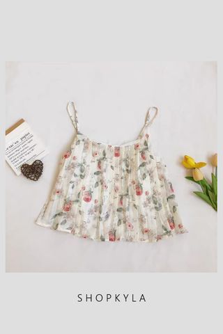 PREORDER - CHIFFON PLEATED FLORAL CAMI TOP