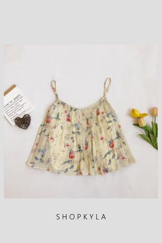 PREORDER - CHIFFON PLEATED FLORAL CAMI TOP