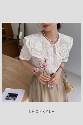 MSIA READY STOCK - JEMAINE CROCHET BLOUSE (APRICOT) ( S )