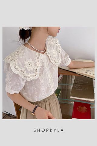 MSIA READY STOCK - JEMAINE CROCHET BLOUSE (APRICOT) ( S )
